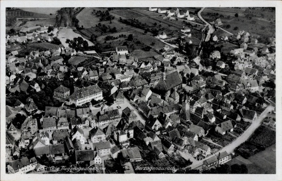 Postcard Herzogenaurach in Middle Franconia, aerial photograph