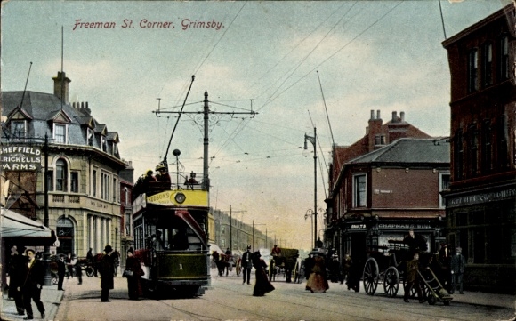 Ak Grimsby Lincolnshire England, Freeman Street Corner