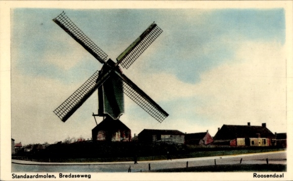 Ansichtkaart Roosendaal Noord-Brabant Nederland, standaardmolen aan de Bredaseweg