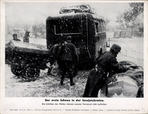 Photo The first snow in Soviet Ukraine, Wehrmacht, WWII