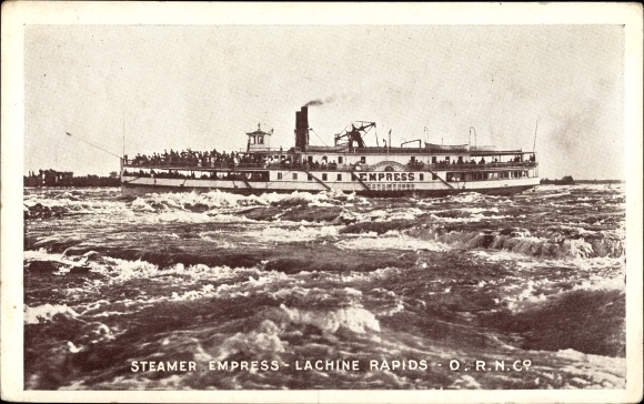Postcard steamer Empress on the St. Lawrence River, Lachine Rapids