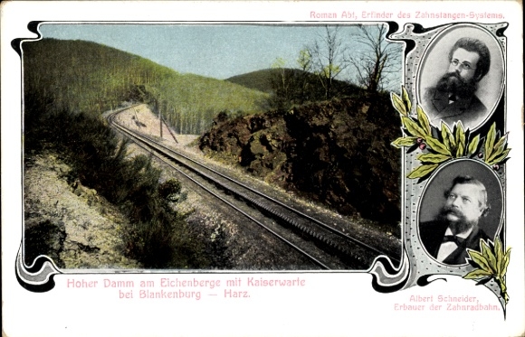 Postcard Harz cog railway, Hoher Damm am Eichenberge with Kaiserwarte, Albert Schneider, Roman Abt