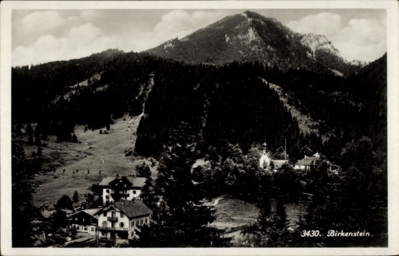 Postcard Birkenstein Fischbachau in Upper Bavaria, long shot, mountain panorama