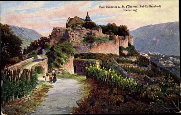 Artist PC Bad Münster am Stein, Ebernburg, view of the castle, ruins, WIRO 2062