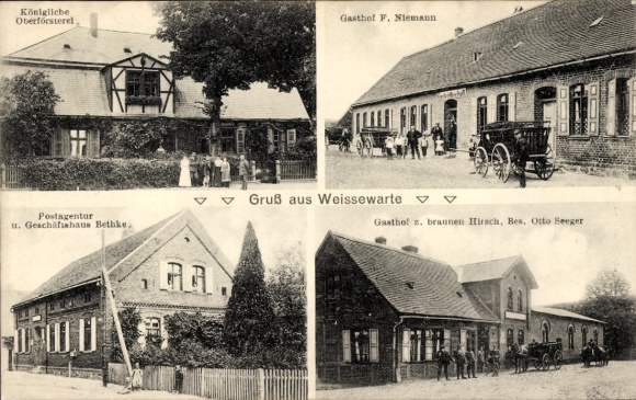 Postcard Weißewarte Weissewarte Tangerhütte in the Altmark, forester's office, commercial building, post office, inn