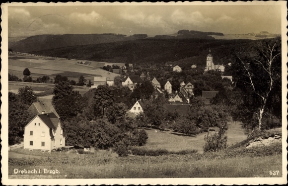 Postcard Drebach in the Erzgebirge of Saxony, view of the town and surroundings