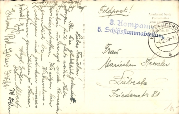 Ak Ostseebad Eckernförde, 2. Komp. u. Wirtschaftsgebäude, Schiffsstammabt. Eckernförde