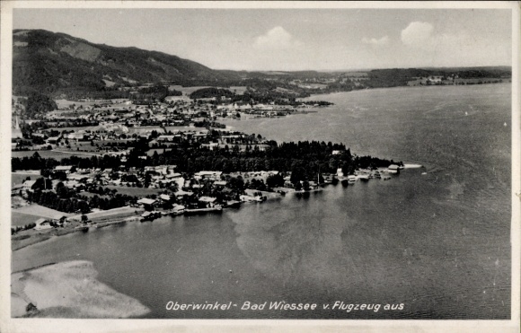 Postcard Oberwinkel Abwinkel Abwinkl Bad Wiessee am Tegernsee Upper Bavaria, aerial photograph