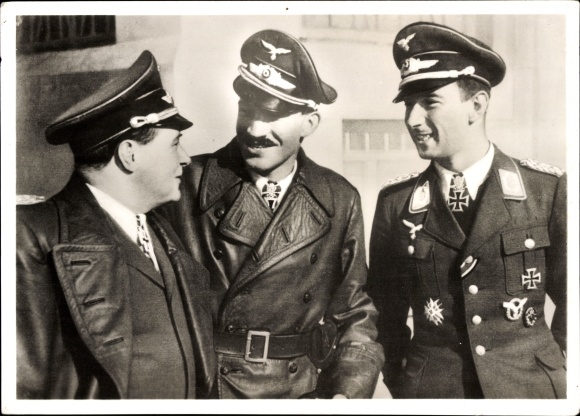 Postcard Knight's Cross holders Colonel General Ernst Udet, Colonel Adolf Galland, Colonel Werner Mölders