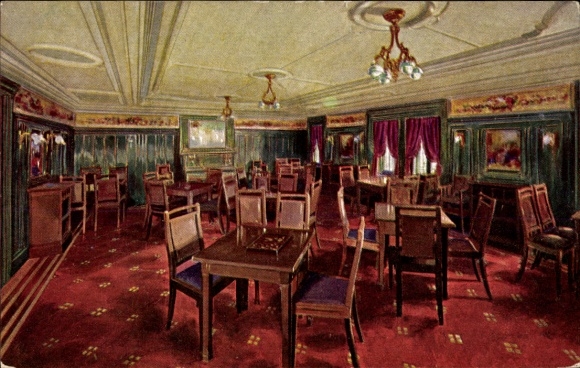 Postcard steamer MS Augustus, interior view, NGI