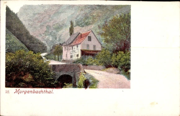 Postcard Trechtingshausen near Bingen, Morgenbachthal, Street, House