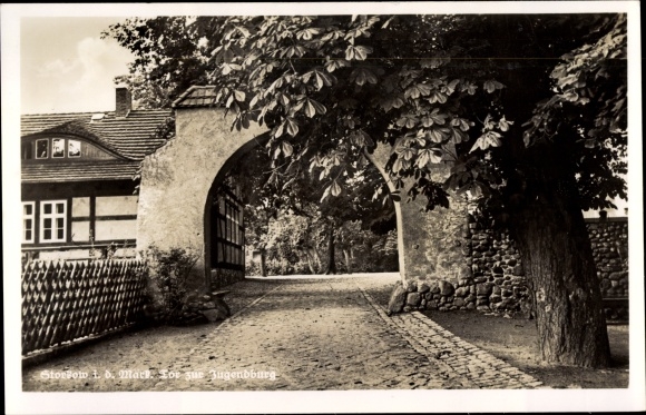 Postcard Storkow in the Mark, gateway to the youth castle