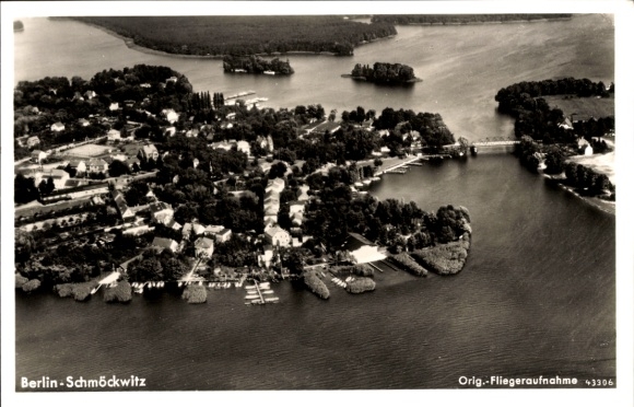 Postcard Berlin Köpenick Schmöckwitz, aerial photograph