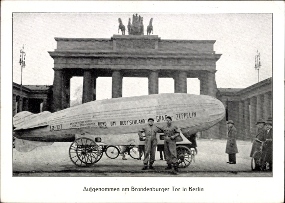 Postcard round trip through Germany with an airship on wheels, Graf Zeppelin, portrait of the driver