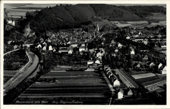 KP Meisenheim am Glan Pfalz, widok z lotu ptaka na domy, krajobraz, pola