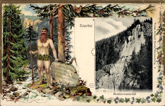 Passepartout Postcard Goslar am Harz, Romkerwasserfall, Ockerthal, Wilder Mann