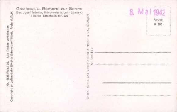 Postcard Münchweier Ettenheim in Baden, aerial photograph