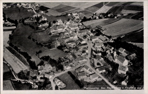 Postcard Thalmassing district Regensburg Upper Palatinate, aerial photograph