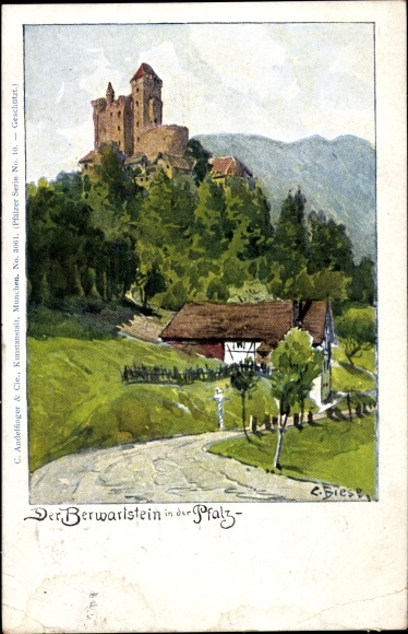 Künstler Ak Biese, C., Erlenbach bei Dahn in der Pfalz, Burg Berwartstein