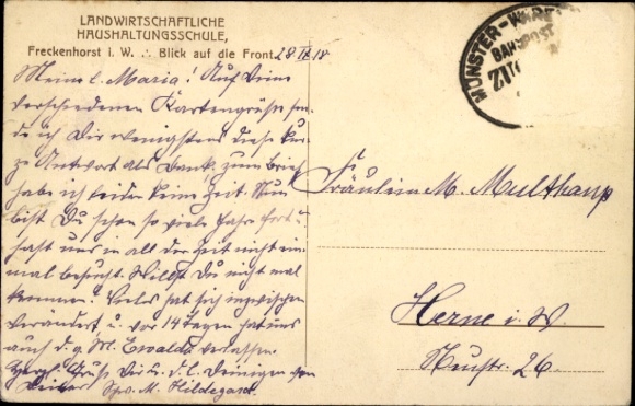 Postcard Freckenhorst Warendorf in Westphalia, Agricultural Home Economics School