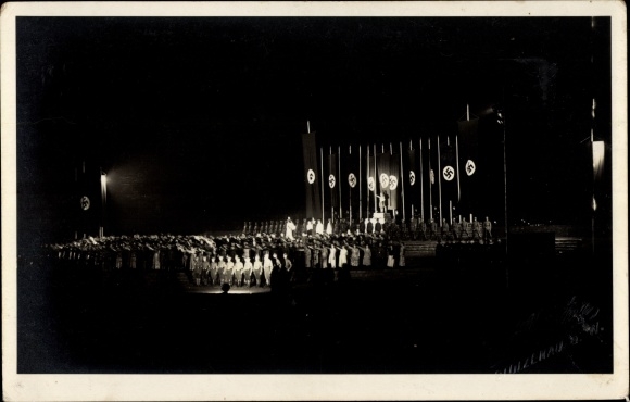 Photo Postcard Stolzenau an der Weser ?, ceremony, appeal, HK flags