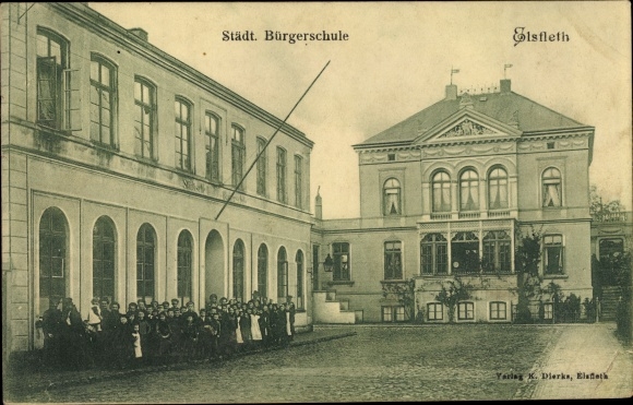 Postcard Elsfleth on the Lower Weser, Municipal Citizens School