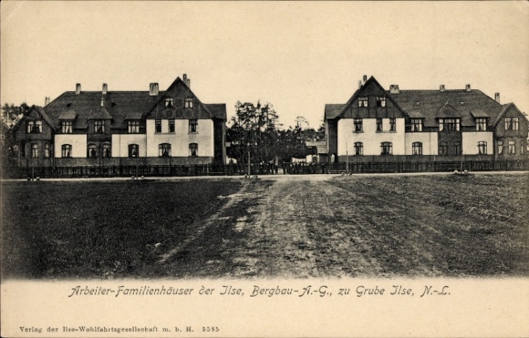 Postcard Bückgen Großräschen in Lower Lusatia, Ilse mine, workers' family houses of the mining company.