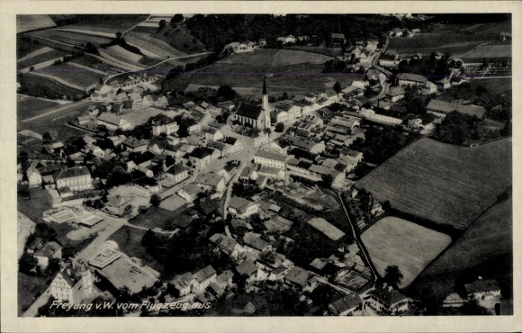 Postcard Freyung in the Bavarian Forest, aerial photograph