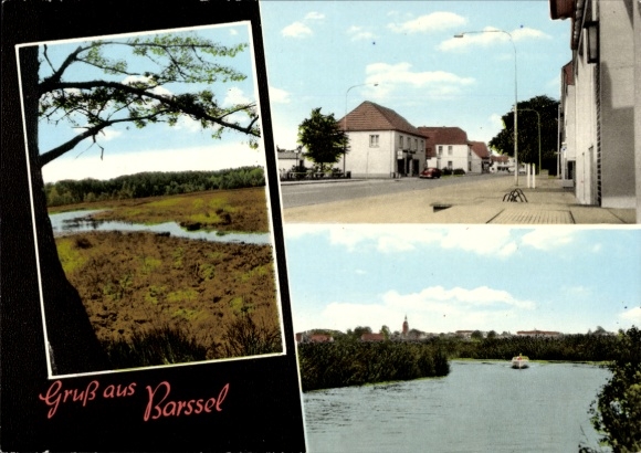 Postcard Karstädt in der Prignitz, Barssel, partial view, boat