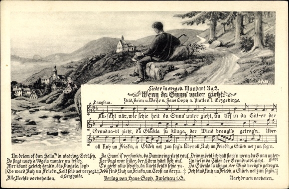Song Postcard Soph, Hans, When the sun goes down, Erzgebirge dialect no. 2