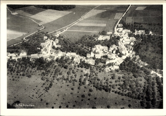 Postcard Schalkstetten Amstetten in the Swabian Alb Württemberg, aerial photograph