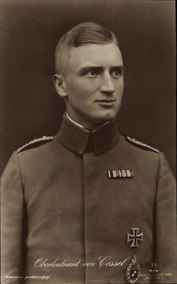 Postcard Oberleutnant von Cossel, Portrait, Iron Cross, RPH, Sanke 424