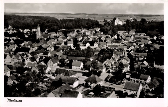 Postcard Illertissen in Swabia, aerial photograph