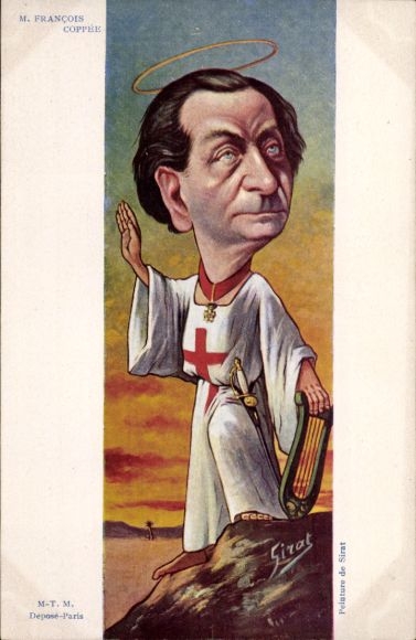 Artist Postcard Sirat, French writer François Coppée, Dreyfus affair, caricature