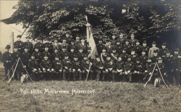 Ak Hilbersdorf in Sachsen, Königlich sächsischer Militärverein, Männer in Uniformen