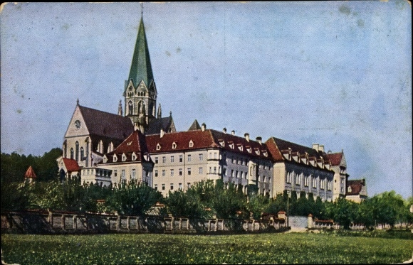 Postcard Eresing in the district of Landsberg am Lech, Missionary Benedictine Archabbey of Sankt Ottilien
