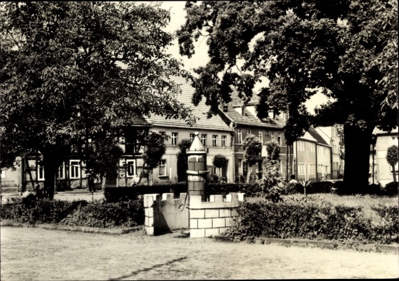Postcard Uebigau District Elbe Elster, market place with fountain