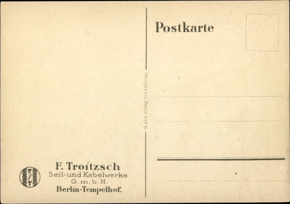 Artist PC Lüdke, E., Berlin Tempelhof, rope and cable works F. Troitzsch, steamer, storm