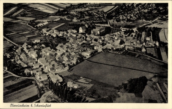 Postcard Obereuerheim Grettstadt in Lower Franconia, aerial photograph