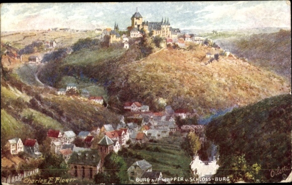 Artist Postcard Flower, Charles, Burg an der Wupper Solingen, Burg Castle