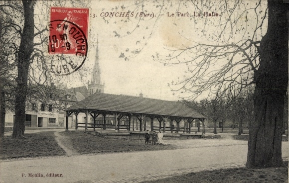 CPA Conches en Ouche Eure, Parc, Halle