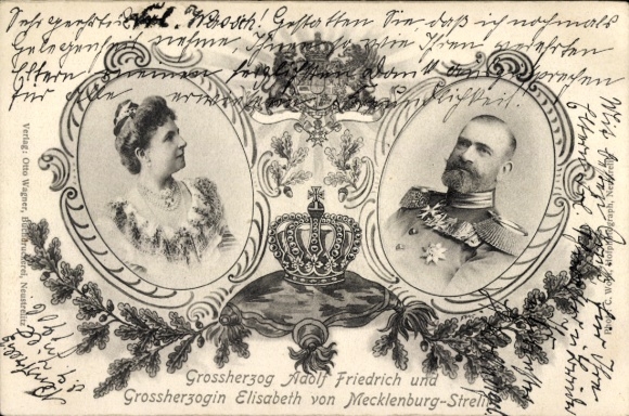 Postcard Grand Duke Adolf Friedrich and Grand Duchess Elisabeth of Mecklenburg-Strelitz