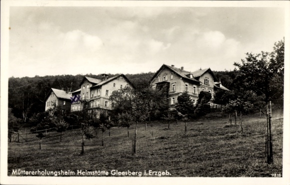 Postcard Schneeberg in the Ore Mountains, view of the mothers' convalescent home, Heimstätte Gleesberg