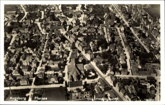 Postcard Pfersee Augsburg in Swabia, aerial photograph