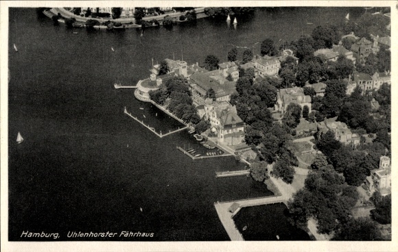 Postcard Hamburg Nord Uhlenhorst, Uhlenhorster Fährhaus, aerial photograph