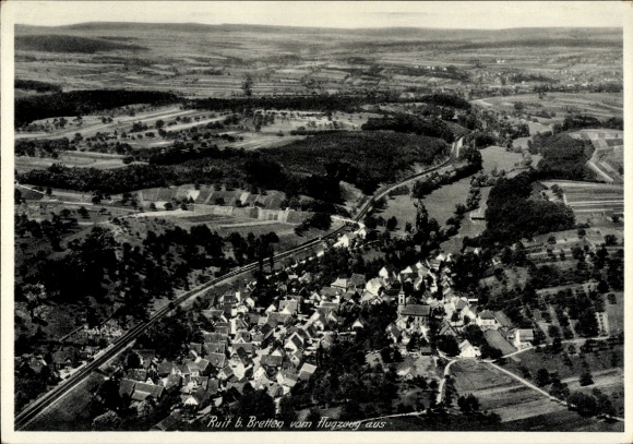 Postcard Ruit Bretten in Baden, aerial photograph