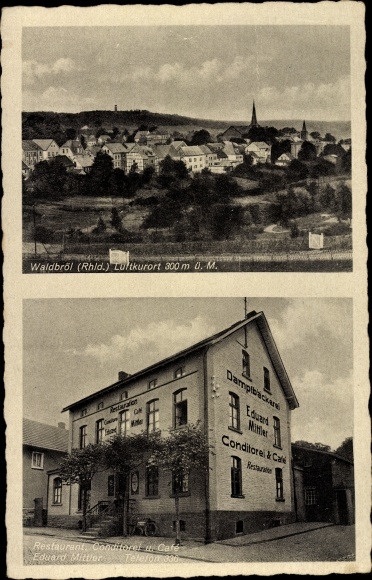 Postcard Waldbröl in Oberbergisches Land, steam bakery, confectionery, total view