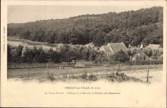 Ak Cernay la Ville Yvelines, Le Vieux Moulin, Teich, Bois de la Carriere des Manechaux