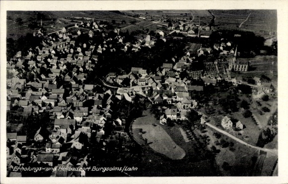 Postcard Burgsolms Solms in Hesse, aerial photograph