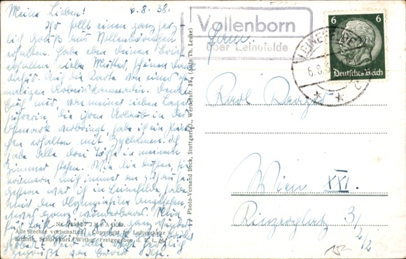 Postcard Vollenborn Niederorschel in Eichsfeld Thuringia, guest house for relaxation, long shot, aerial photograph